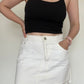 White Denim Mini Skirt - Size L