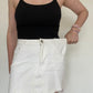 White Denim Mini Skirt - Size L