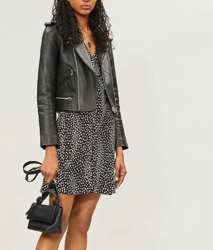 Maje Leather Jacket RRP £449 - Size 8