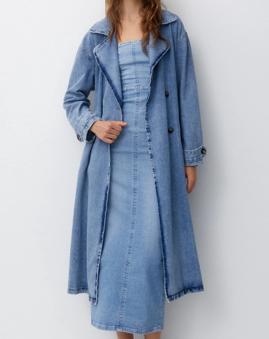Pull & Bear Denim Trench - Size Small