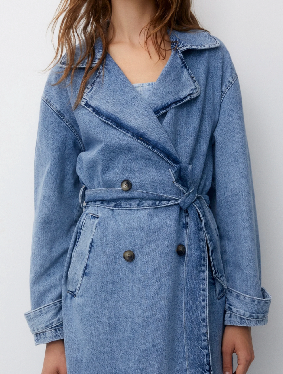 Pull & Bear Denim Trench - Size Small