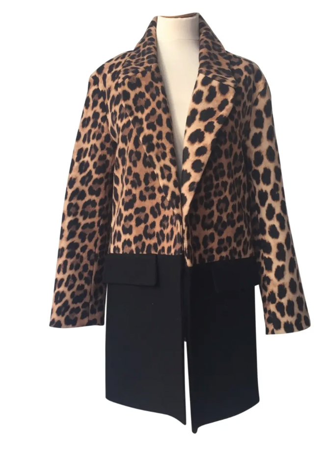 Zara Leopard & Black Coat - Size XS